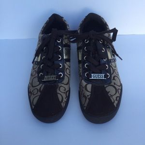 Guess Brown Gold Hardware Shoes Lace Up Sneakers Casual women’s 8.5 suede